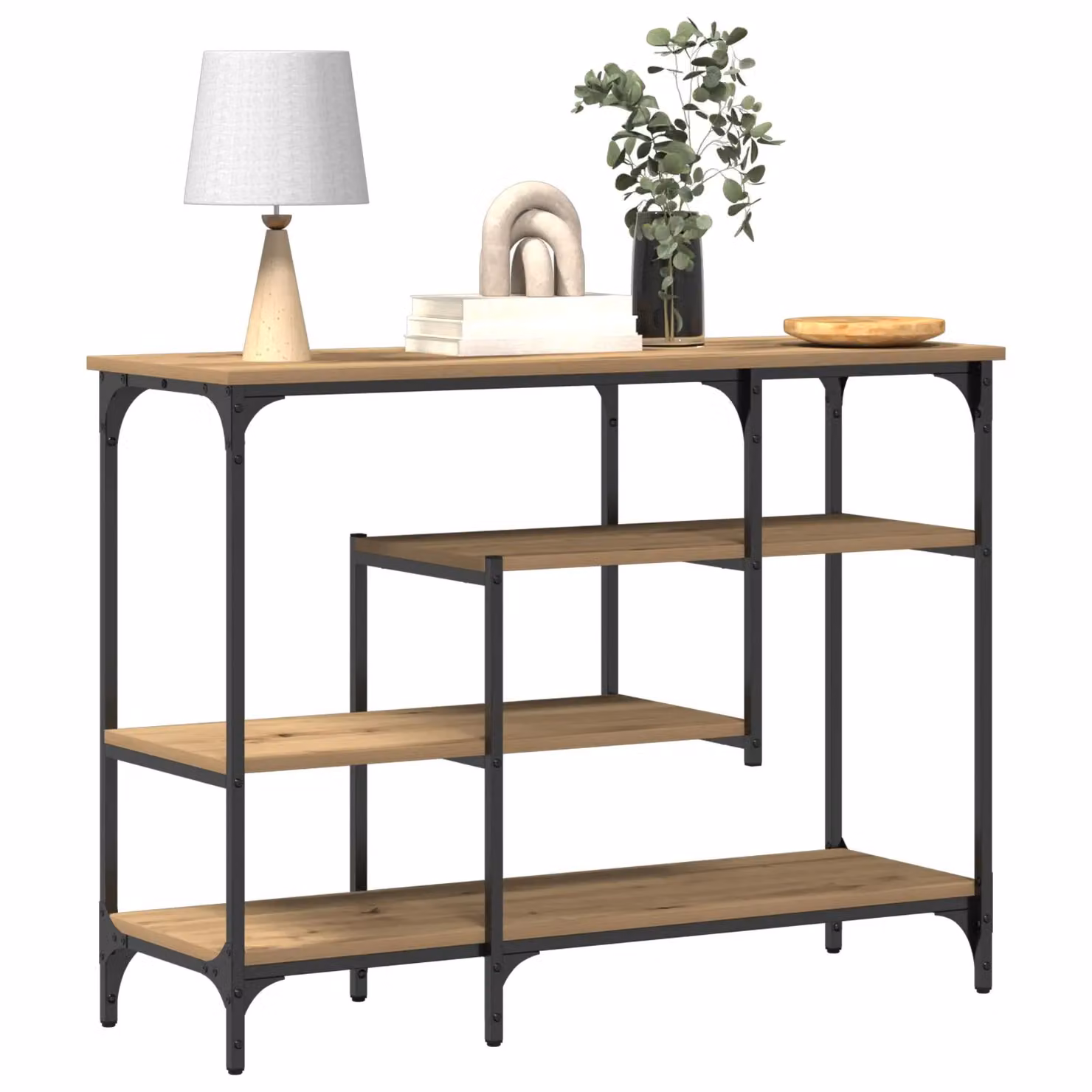 Berkfield Home Artisan Oak Console Table in Brown and Black, W/D/H: 100 x 35 x 75 cm – 3