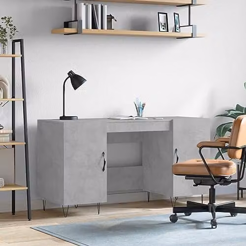 vidaXL Writing Desk in Grey Composite Wood, W/D/H: 140 x 50 x 75 cm – 2