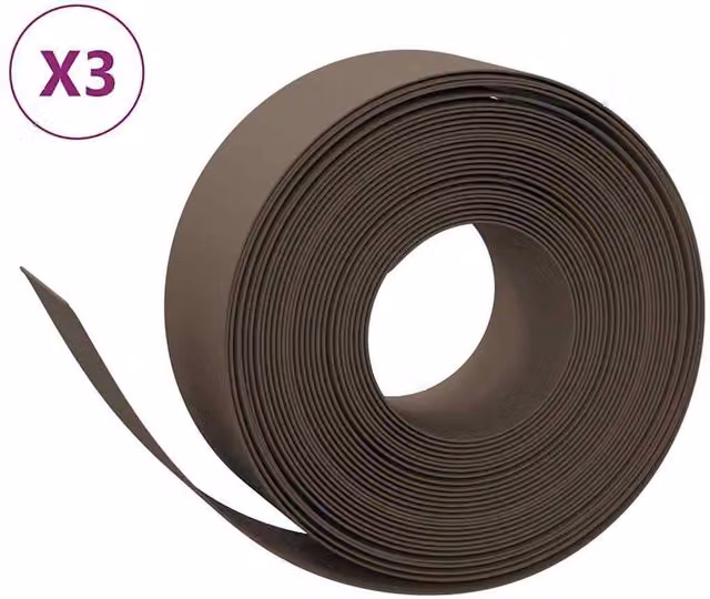 Berkfield Home Garden Edgings, 3 Pieces, Brown, 10 m, 20 cm, Polyethylene – 1