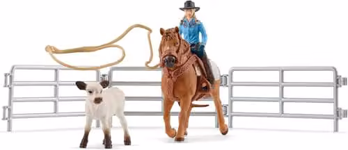 Schleich Farm World Cowgirl Team Roping Fun 9-Piece Multicolour Playset – 6