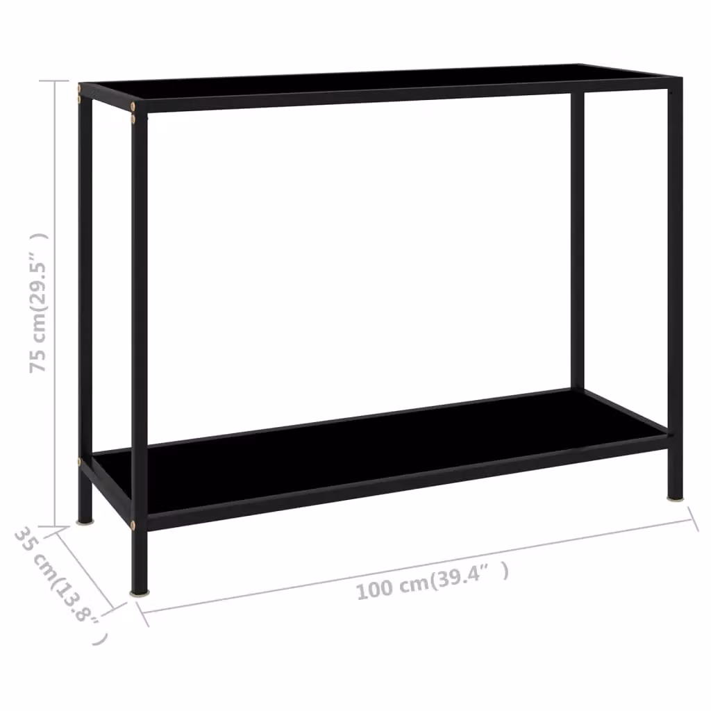 Berkfield Home Modern Black Console Table with Tempered Glass, W/D/H: 100 x 35 x 75 cm – 5