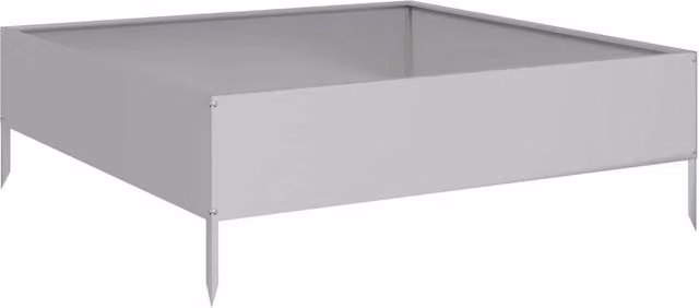 Berkfield Home Garden Galvanised Steel Raised Bed in Silver, W/D/H: 100 x 100 x 33.5 cm