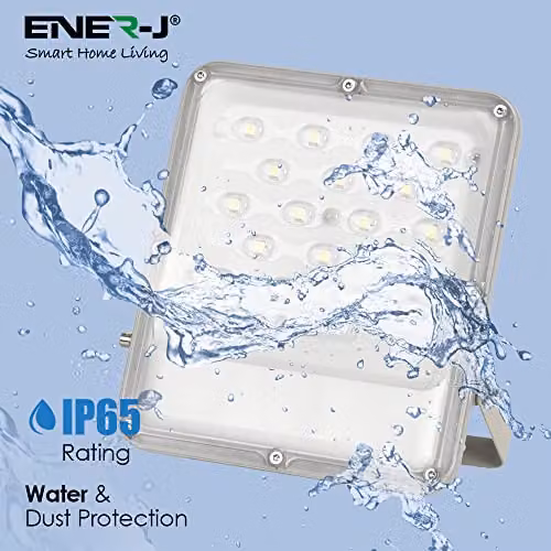 ENERJ 100W Solar Powered LED Floodlight with Solar Panel and Remote Control in White – 3