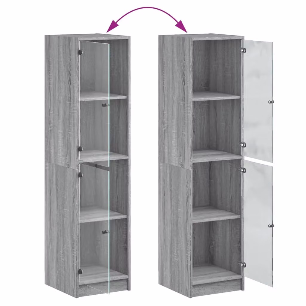 Berkfield Home Modern Highboard with Glass Doors in Grey Sonoma, W/D/H: 35 x 37 x 142 cm – 3
