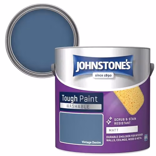 Johnstone's Washable Matt Wall and Ceiling Paint in Blue, 2.5L – 2