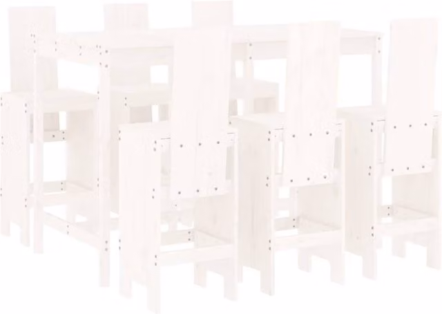Berkfield Home 7 Piece White Solid Pine Wood Garden Bar Set