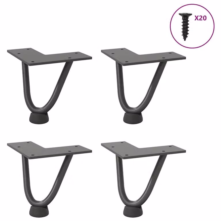 Berkfield Home Hairpin Table Legs, 4 Pieces, Anthracite Grey, Solid Steel, Height: 10 cm