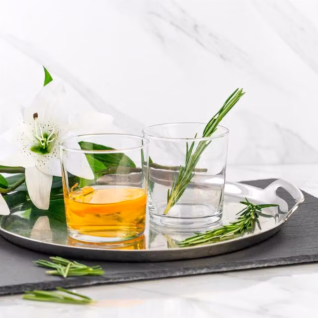 LAV Pack of 6 Transparent Yellow Glass Tumblers, 345 ml