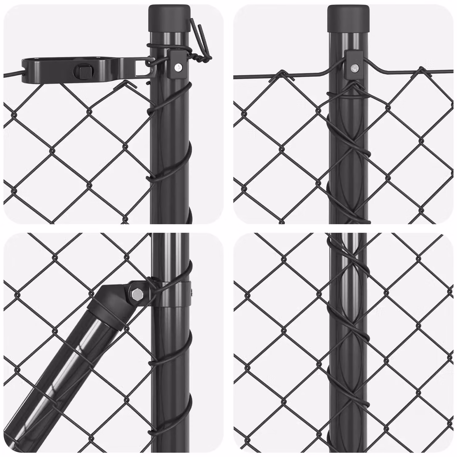 Berkfield Home Grey Galvanised Steel Chain Link Fence with 13 Flanged Posts, 0.8 x 25 m – 4