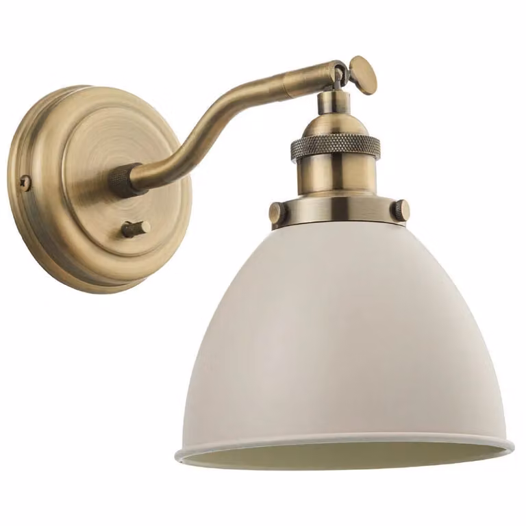 Loops Industrial Grey and Brass Ceiling Pendant Lamp and 2x Matching Wall Light Set