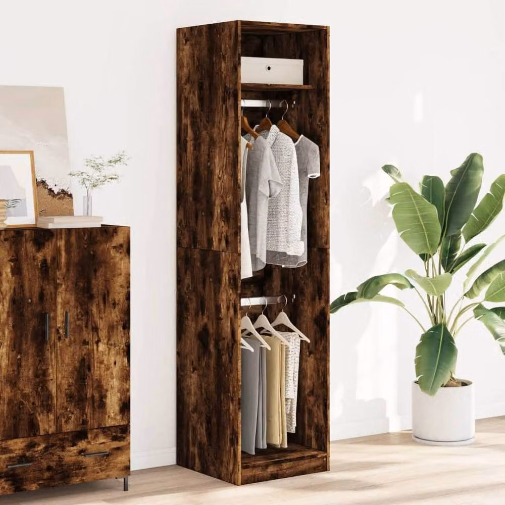 Berkfield Home Smoked Oak Wardrobe in Brown, W/D/H: 50 x 50 x 200 cm – 3