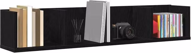 Berkfield Home Modern CD Wall Shelf in Black Oak, W/D/H: 100 x 18 x 18 cm