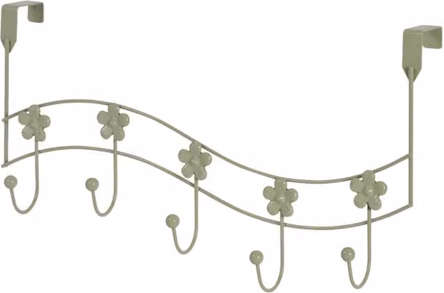 Showerdrape Metal Over Door Hanging Storage Hooks in Green, W/D/H: 38.5 x 30.5 x 10.5 cm