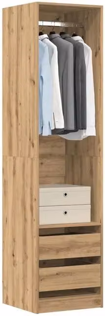FORGEVIO Artisan Oak Wardrobe in Natural Brown, W/D/H: 50 x 50 x 200 cm