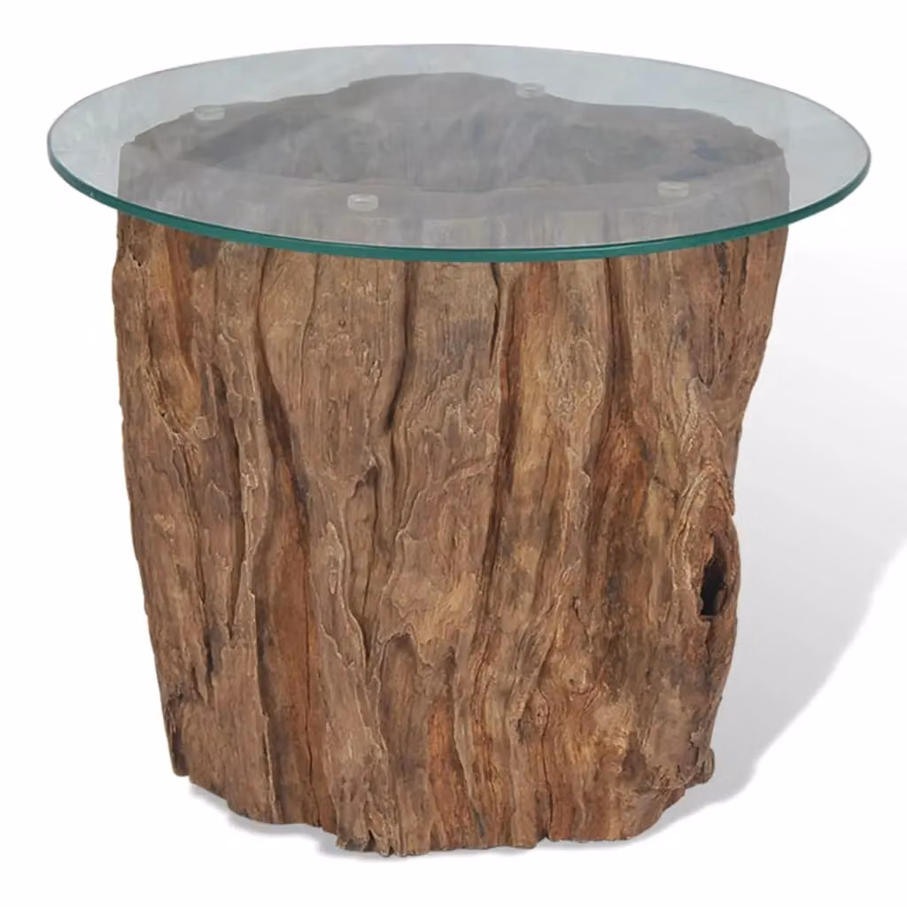 Berkfield Home Teak and Glass Coffee Table in Brown, W: 50 cm, D: 40 cm – 2