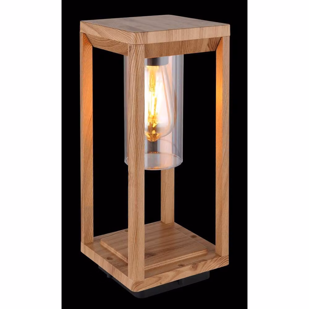Netlighting Candela Outdoor Pedestal Light in Brown Wood Look with E27 Socket and IP44 Rating – 3
