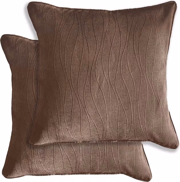 Enhanced Living Goodwood Textured Wave Pattern Cushion Covers, Bronze, W/D/H: 43 x 43 x 43 cm