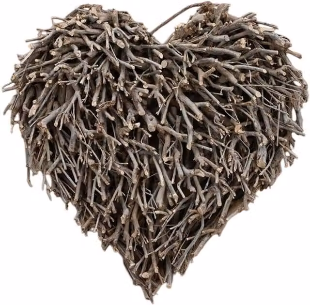 Four Candle Natural Tea Branch Heart Wall Decoration, Brown, 45 cm