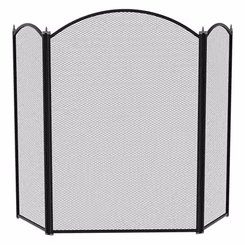 Fire Vida Selby 3 Panel Steel Fire Guard, Black, H 64.0 cm x W 85.0 cm x D 8.0 cm – 2