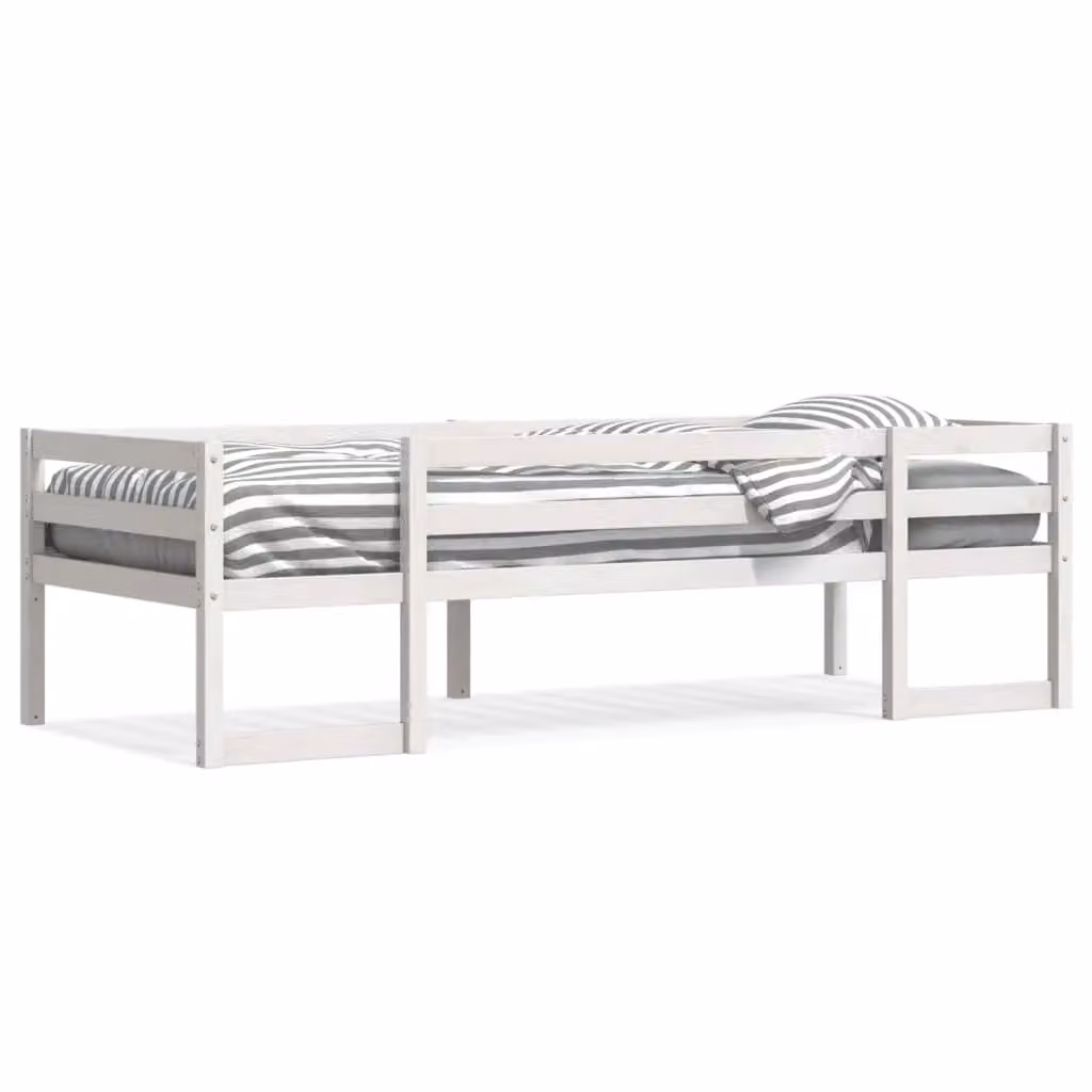 Berkfield Home Kids Small Single Solid Wood Pine Bed Frame, White, W: 75 cm, L: 190 cm – 2