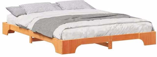 Berkfield Home Solid Wood Floor Bed Frame with Storage, Brown, W: 160 cm, L: 210 cm