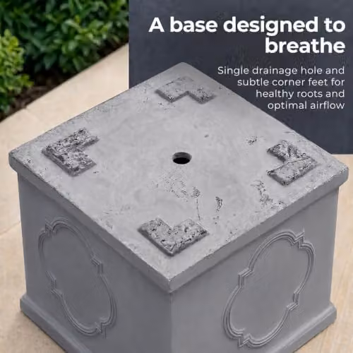 IDEALIST Grey Reinforced Stone Square Planter, 30 cm Diameter – 4