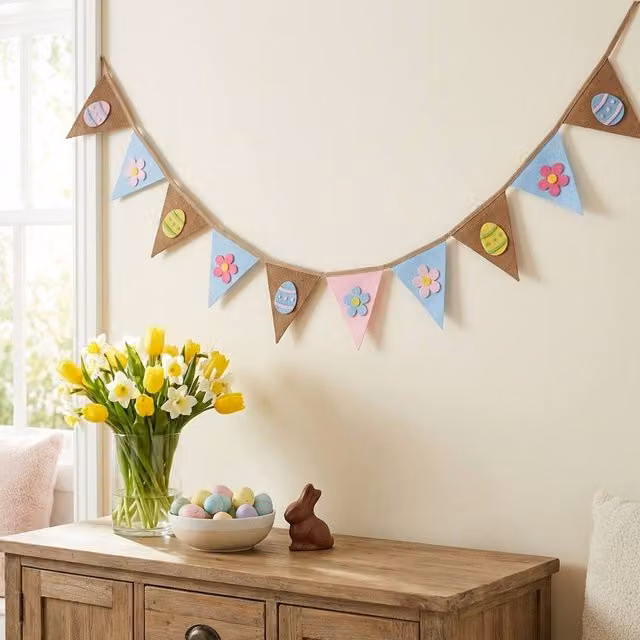 Garden Greatness Multicolour Floral Easter Pennant Bunting Decoration