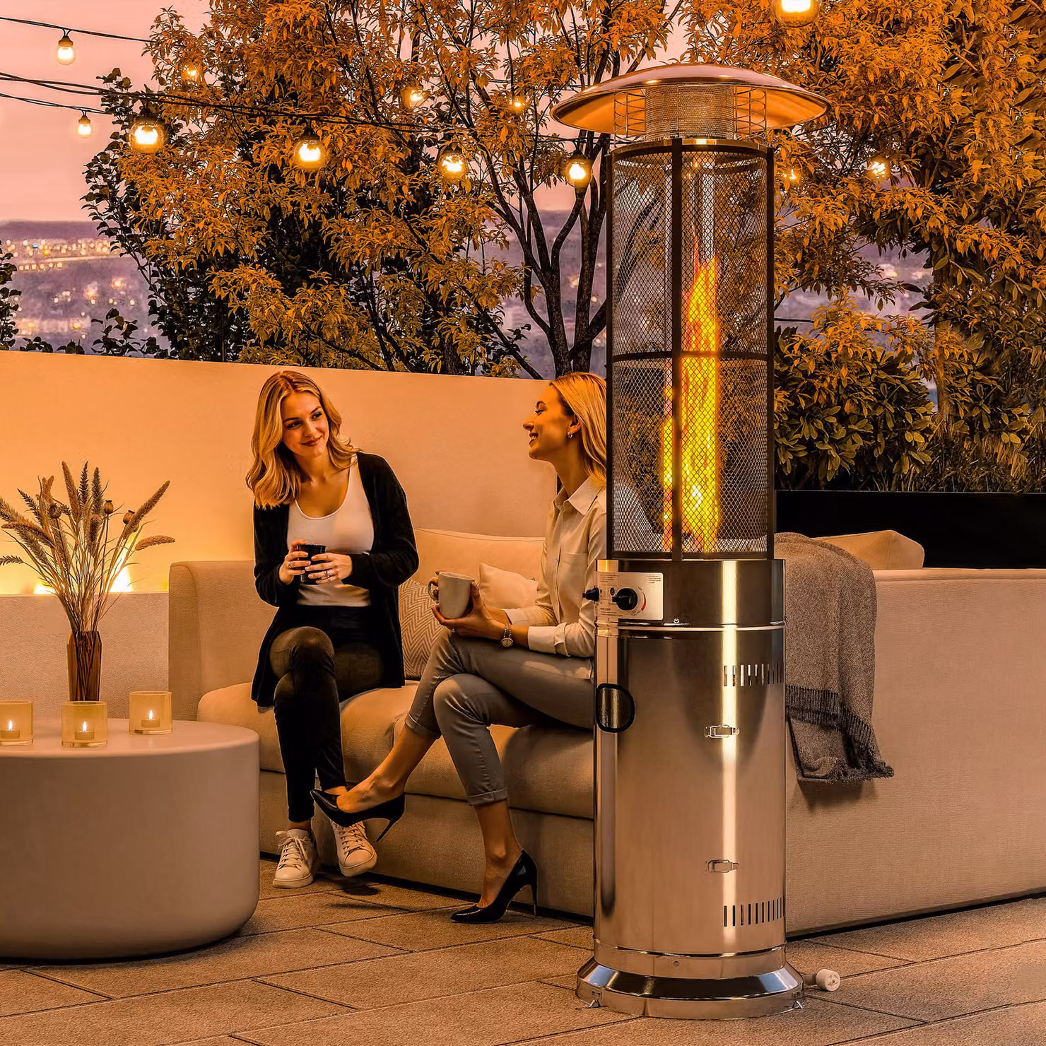 Outsunny 11kW Adjustable Gas Patio Heater in Silver Metal, Height: 180 cm – 2