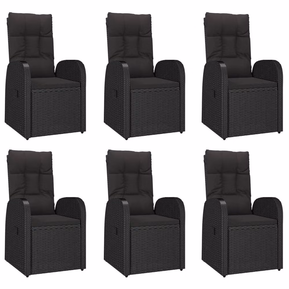 Berkfield Home Beautiful 7 Piece Garden Dining Set in Black Poly Rattan and Oiled Acacia Wood – 4