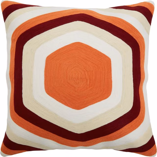 Orsina Hexagonal Graphic Print Multicolour Square Cotton and Acrylic Cushion – 1