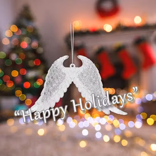 VFM e-Store Silver Glitter Snowflake and Angel Wing Hanging Christmas Tree Ornaments, 15 cm – 4