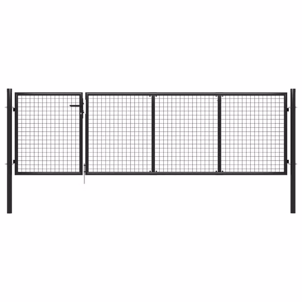 Berkfield Home Durable Steel Garden Gate in Anthracite Black, W: 350 cm, H: 100 cm – 1
