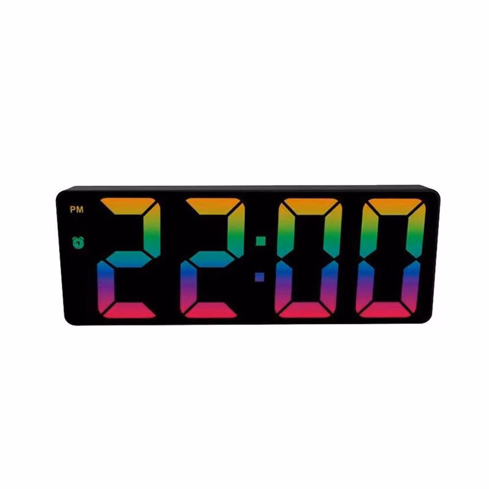 Leaper Large Digital LED Electronic Tabletop Clock with Colourful Illuminated Font in Black – 2