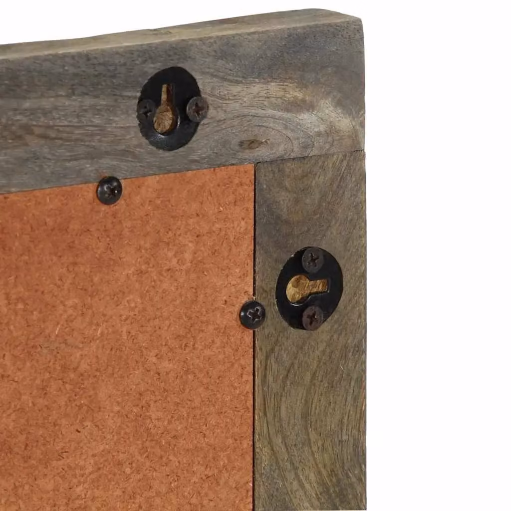Berkfield Home Rectangular Bathroom Wall Mirror in Brown Solid Mango Wood, W: 50 cm, D: 2.5 cm, H: 70 cm – 6