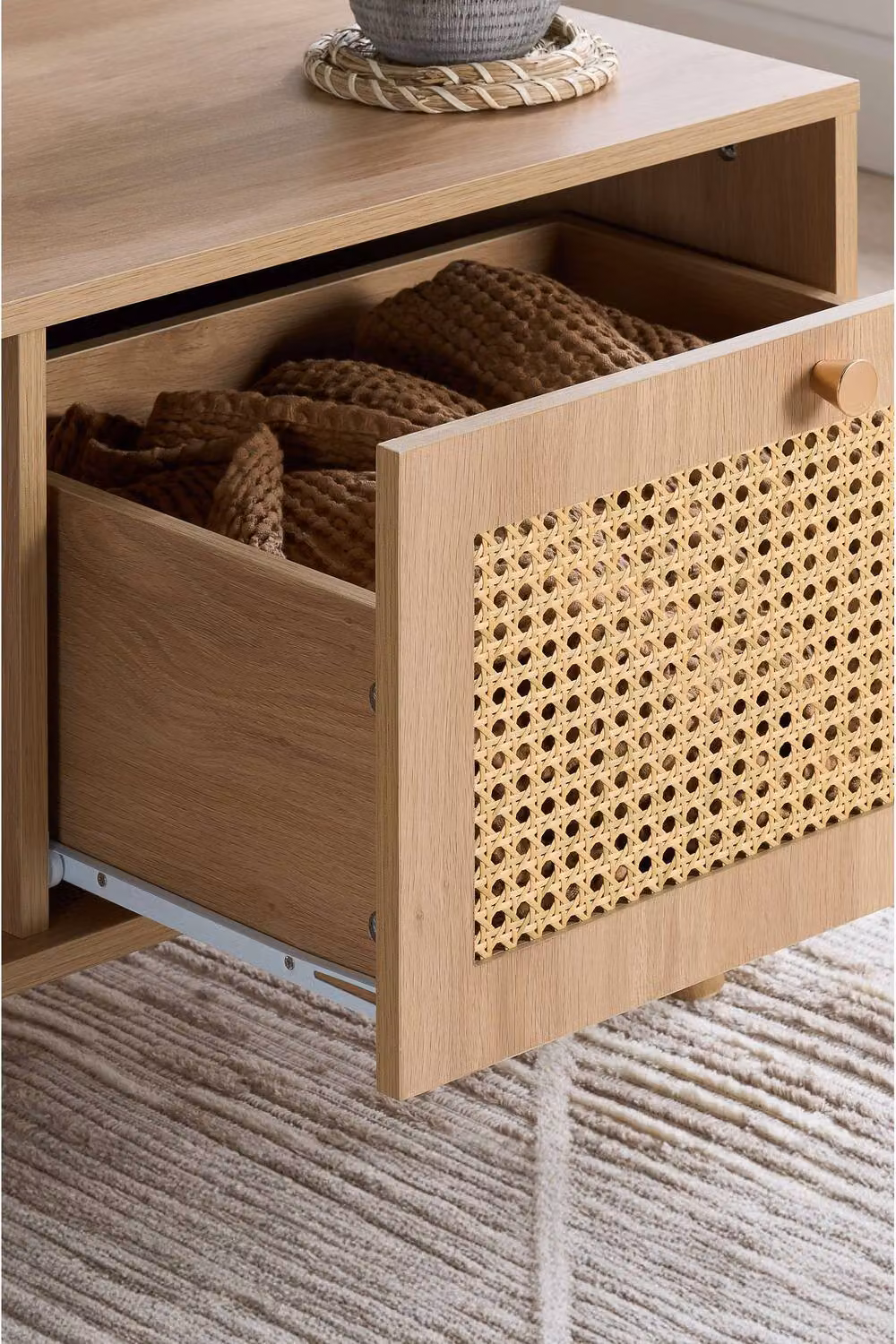 Birlea Croxley Oak and Rattan Coffee Table in Brown – 3