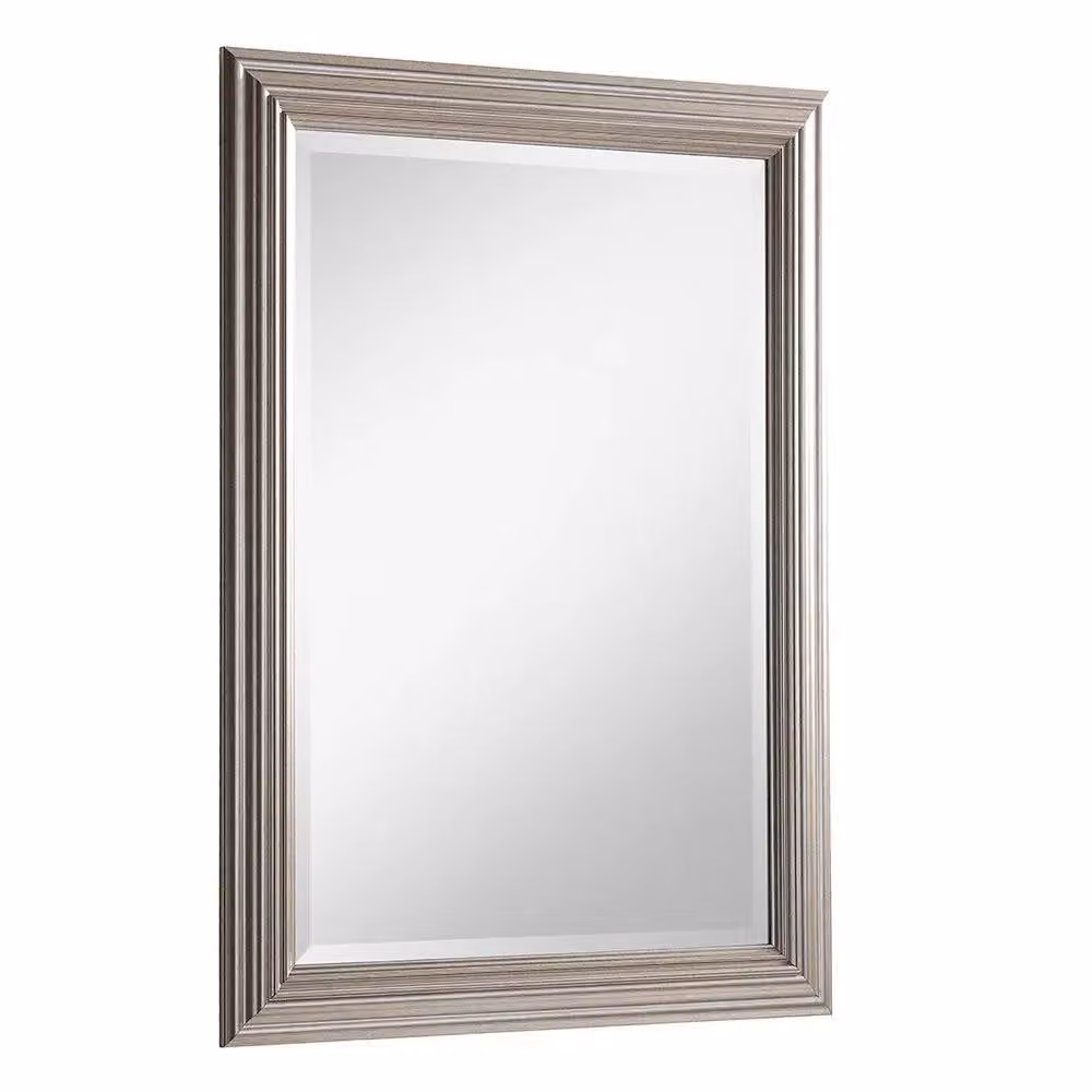 Yearn Mirrors Silvery Champagne Modern Rectangular Wall Mirror in Silver, W: 75 cm, H: 60 cm – 3