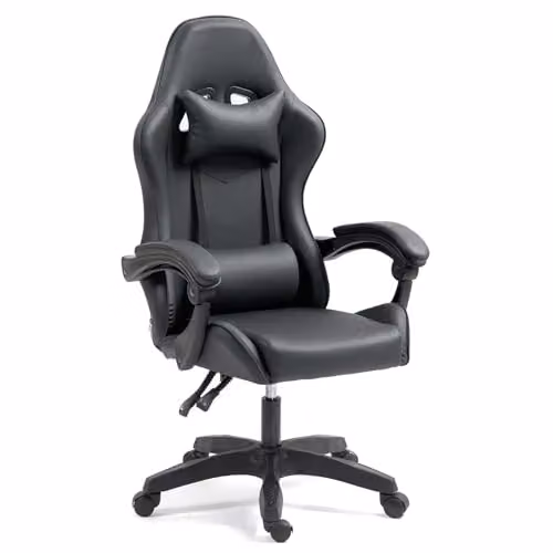 Home Treats Black and Red PU Leather Gaming Chair with Recliner, Adjustable Height, Lumbar Support and Headrest