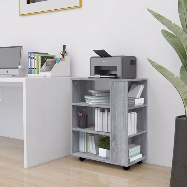 Berkfield Home Rolling Cabinet in Grey Sonoma, W/D/H: 60 x 35 x 75 cm