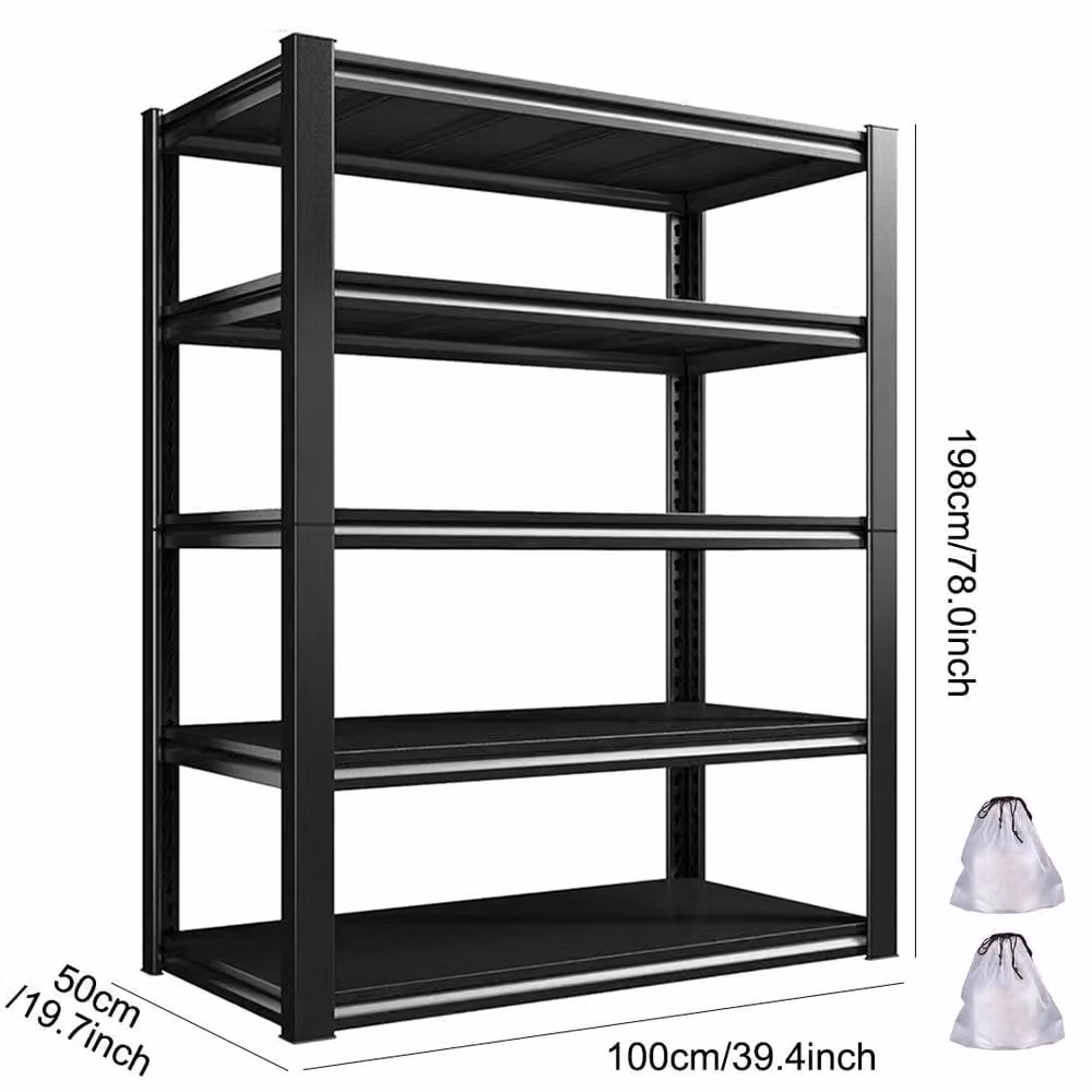 FORGEVIO Black 5 Tier Metal Storage Rack Shelving Unit with Adjustable Shelves – 2
