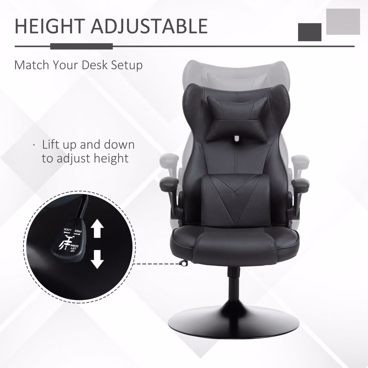 Vinsetto Black Synthetic Leather Video Game Chair with Headrest and Armrests – 7