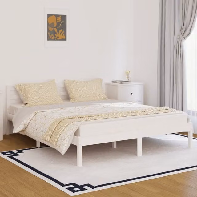 Berkfield Home Rustic Solid Wood Pine Day Bed, White, W/D/H: 160 x 200 cm