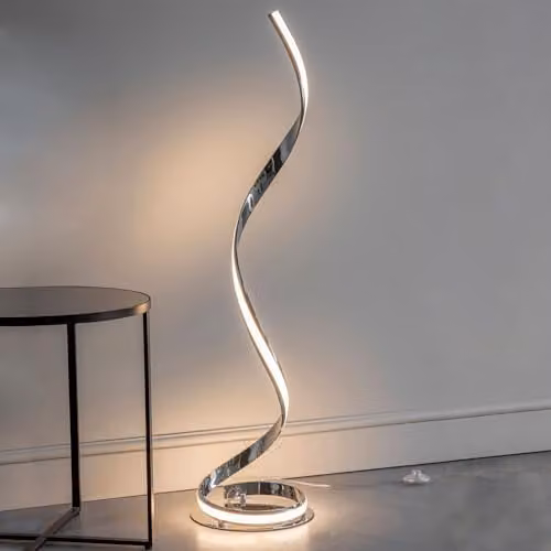 Netlighting Aria Integrated LED Floor Lamp in Chrome and Grey with White Acrylic – 2