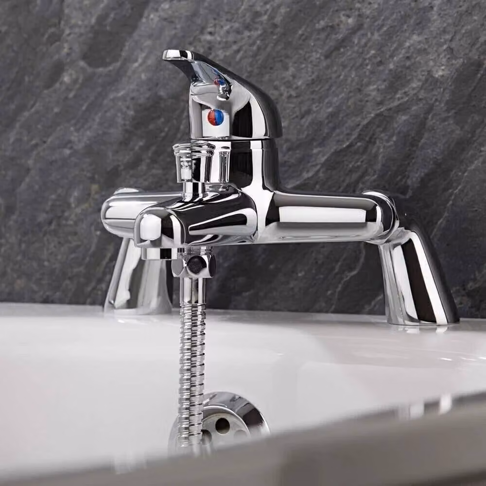 FLAVORA Chrome Twin Head Bath Shower Mixer Valve Kit in Metallic Silver W: 52 cm, H: 1000 cm – 3