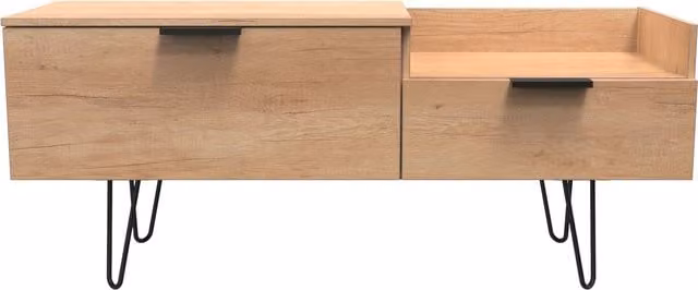 Ready Assembled 2 U Fuji TV Console Unit in Sand and Brown Wood Finish