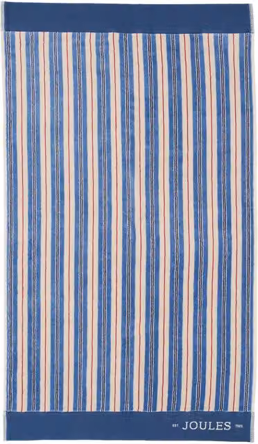 Joules Grove Striped Cotton Terry Bath Sheet in Blue and Red