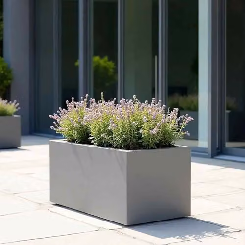 IDEALIST Grey Reinforced Stone Large Trough Planter, 54L – 2