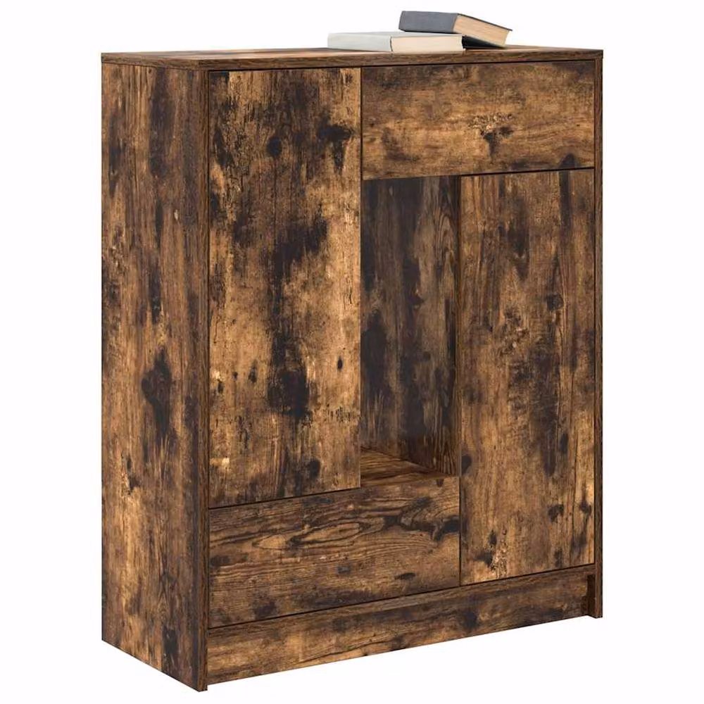 Berkfield Home Sideboard with Drawers and Doors in Smoked Oak Brown, W/D/H: 73 x 31 x 90 cm – 3