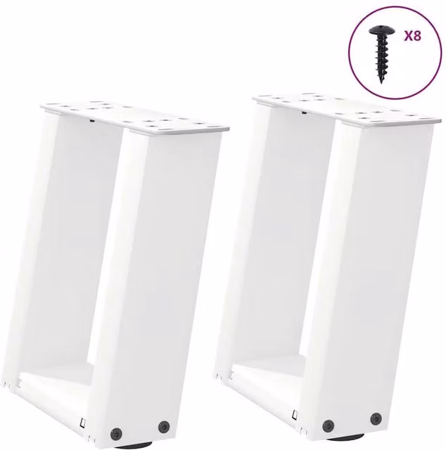 Berkfield Home U-Shaped Modern Metal Coffee Table Legs, 2 Pieces, White, Height: 30-31 cm