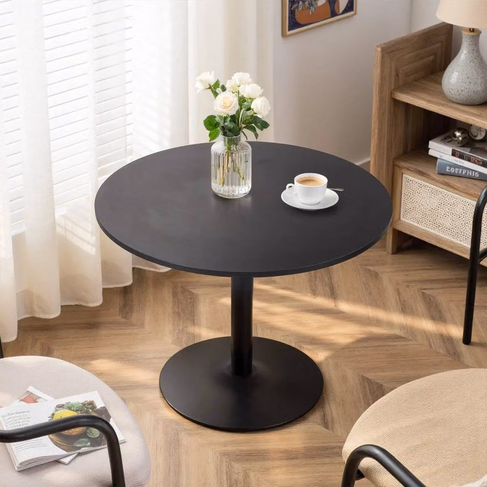 Kelvenix Modern Round Wooden Dining Table in Matt Black – 4