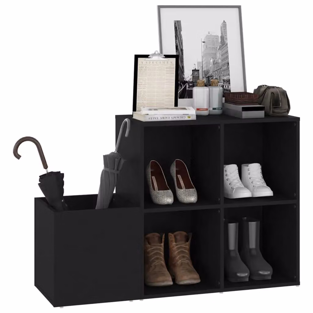 Berkfield Home Black Hall Shoe Cabinet, W: 105 cm, D: 35.5 cm, H: 70 cm – 3